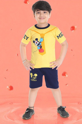 Smuktar garments Baby Boys Casual T-shirt Pant(YELLOW)