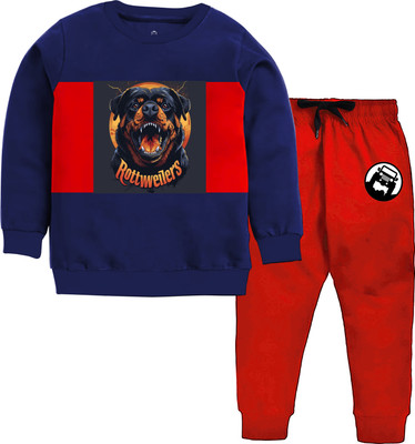 Ishkart Boys Casual Sweatshirt Track Pants(Navy / Red)