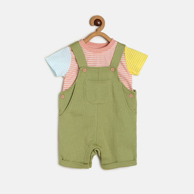 MINI KLUB Baby Boys Casual T-shirt Dungaree(Green/Multi Green/Multi)