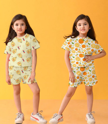 NVELIS Girls Casual T-shirt Shorts(Multicolor 8)