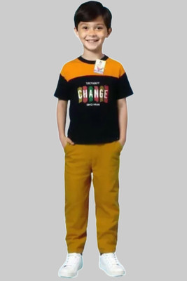 Aroma style Boys Casual T-shirt Pant(Brown)