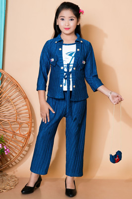 sagnikclothing Girls Party(Festive) Top Pant(Blue)