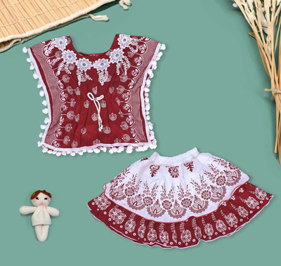 Alm Dresses Baby Girls Casual Top Skirt(Maroon)