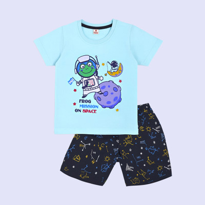 KidsCute Baby Boys Casual T-shirt Shorts(Lightblue,Black)