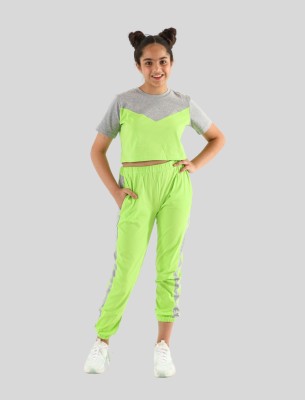 Tweeny Mini Girls Casual Track Suit Track Suit(Lime Green)