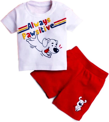 Rithi Fashions Baby Boys & Baby Girls Casual T-shirt Shorts(white)