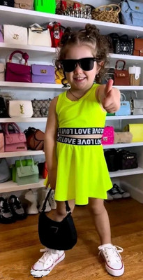 A Kasis Dresses Girls Casual Skirt Top(Lemon Green)