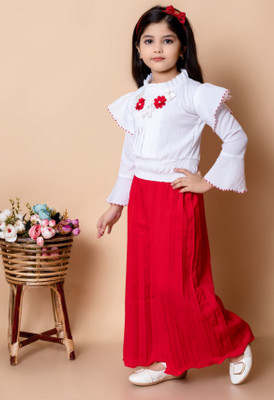 ALISHAFABRIC Girls Party(Festive) Top Pyjama(RED)