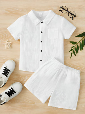The Fashion Prime Boys Casual Shirt Shorts(White)