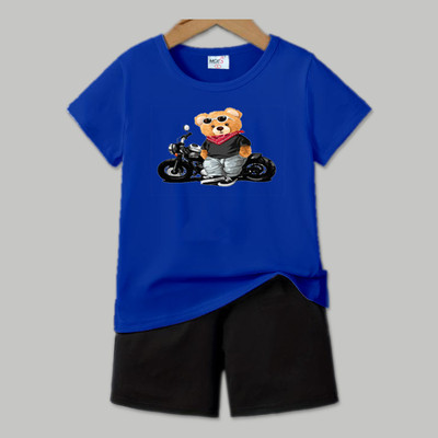 HouseOfCommon Baby Boys & Baby Girls Casual T-shirt Shorts(BLUE)