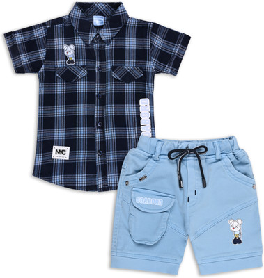 Silver Kraft Boys Casual Shirt Shorts(Light Blue)