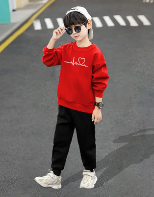 Drybe Fashion Boys Casual Sweatshirt Track Pants(3_Red)