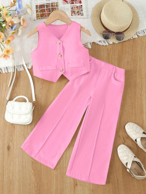 LAXNEEP Girls Casual Jacket Trouser(Pink)