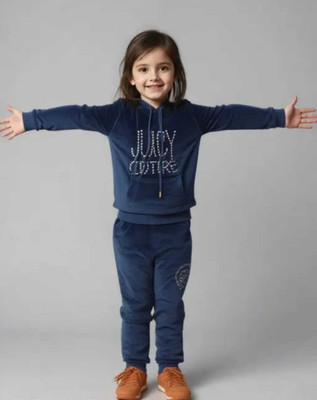 Trackflip Girls Party(Festive) Sweatshirt Track Pants(Blue)