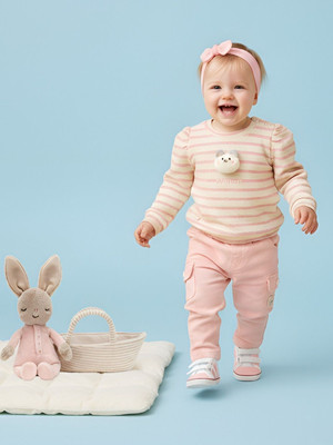 BABY'S DAY Baby Girls Casual Sweatshirt Track Pants(Peach-1)