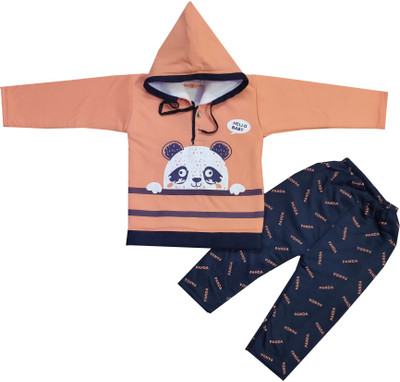 HouseOfCommon Girls Casual T-shirt Pyjama(PEACH)