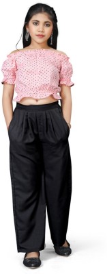J&T DESIGNERS Girls Casual Top Trouser(Pink)