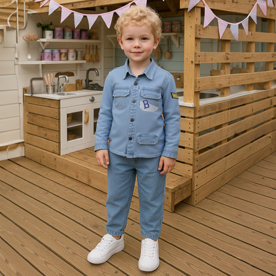 MINI KLUB Boys Casual T-shirt Pant(Light Blue)