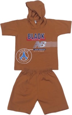 pankhu Baby Boys & Baby Girls Casual T-shirt Shorts, Pullover(Brown)