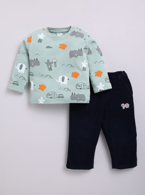 Dollar Baby Boys & Baby Girls Party(Festive) T-shirt Pant(SEAGREEN-NAVY)