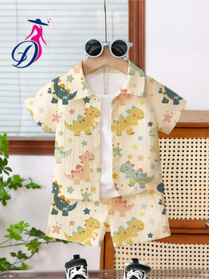 DIPA FASHION Baby Boys & Baby Girls Casual Shirt, Waistcoat and Pant Set(Beige Pack of 2)