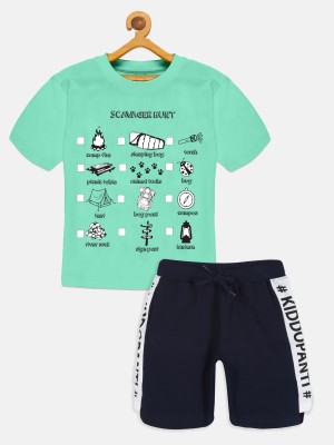 KiddoPanti Boys Casual T-shirt Shorts(Green)