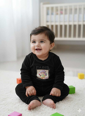 kanakya Baby Boys & Baby Girls Kung Fu Panda Casual Sweatshirt Trouser(BLACK)