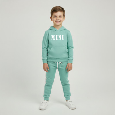 PORPY Boys Casual T-shirt Track Pants(LIGHT GREEN)