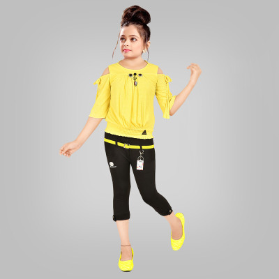 RM SAHI Girls Party(Festive) Top Capri(Yellow)