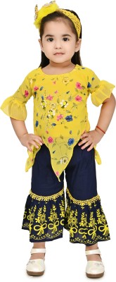 KL FASHION Baby Girls Casual Top Pant(Yellow)