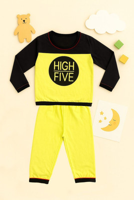 VACKY Boys & Girls Casual T-shirt Pant(Yellow)