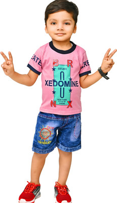 NIVARACREATION Baby Boys Casual T-shirt Pant(PINK)