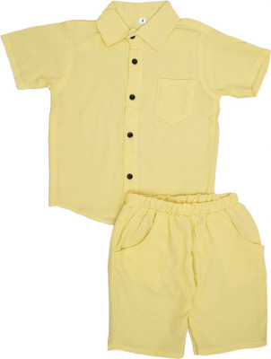 ZIKIGO Baby Boys & Baby Girls Casual Shirt Shorts(Yellow)