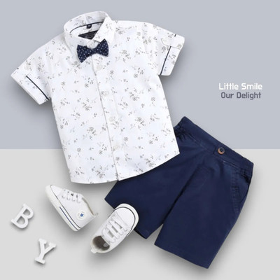 EZIKIDS Baby Boys & Baby Girls Party(Festive) Shirt Shorts(WHITE)