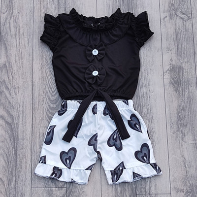 M F HUB Baby Girls Casual Top Shorts(BLACK)