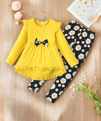 HIKUJ Girls Casual Top Legging(Yellow)
