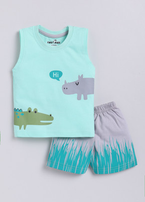 CUTOPIES Baby Boys & Baby Girls Casual T-shirt Shorts(AQUA)
