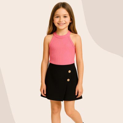 MENVVY TREND Baby Girls Casual Top Skirt(PINK)