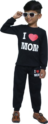 MGRS Girls Casual T-shirt Track Pants(Black-Mom)