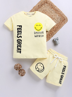 Happy Faces Baby Boys Casual T-shirt Shorts(YELLOW 2)