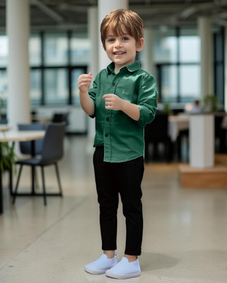 Nelkar Boys Party(Festive) Shirt Pant(BOTTLE GREEN)