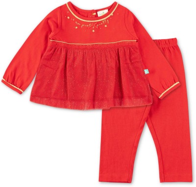 JusCubs Baby Girls Casual Top Pant(Red)