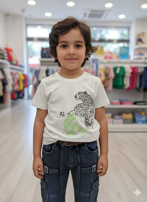 Silakaari Baby Boys & Baby Girls Party(Festive) T-shirt Jeans(White-Black)