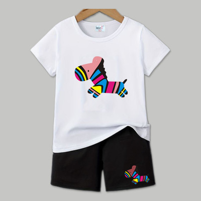 HouseOfCommon Baby Boys & Baby Girls Casual T-shirt Shorts(WHITE)