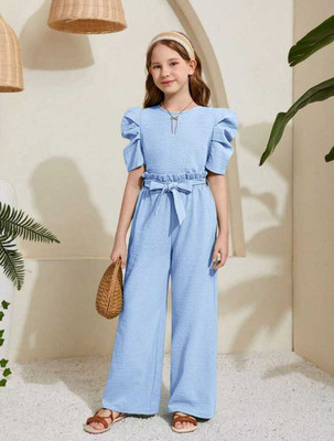 ZG GARMENTS Baby Girls Party(Festive) Top Track Pants(BLUE)
