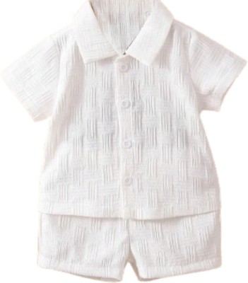 Fabfashion Baby Boys Casual Shirt Shorts(White)