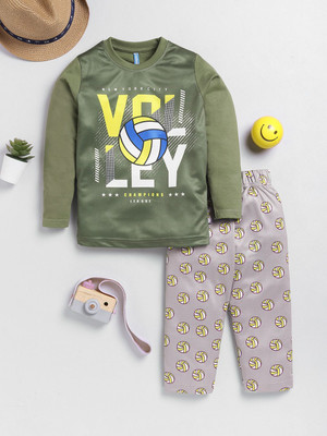 Here&Now X Game Begins Baby Boys Casual T-shirt Pyjama(Olive)