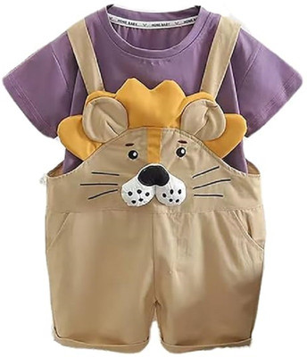Bold N Elegant Baby Boys Casual T-shirt Dungaree(Purple)