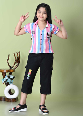 SKRAFATGARMENTS Girls Party(Festive) Top Pant(Purple)
