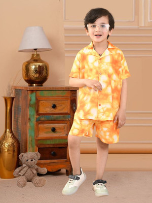 Superminis Boys Casual Shirt Pant(Orange)